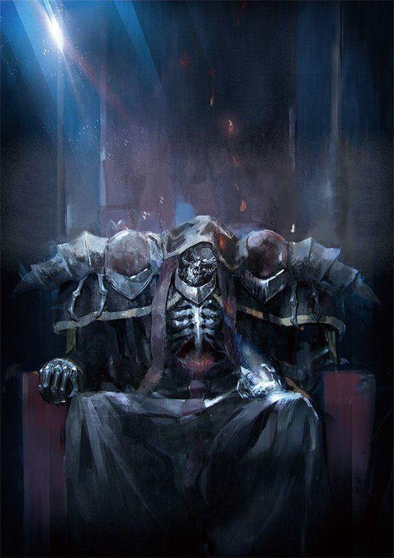 Ainz Ooal Gown Momonga on his throne in Overlord
